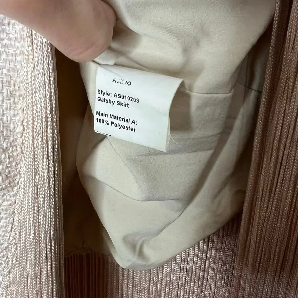 Asilio Gatsby Skirt 4 Maxi High Waist Fringe Slit Woven Beige Going Out Revolve - Picture 6 of 9